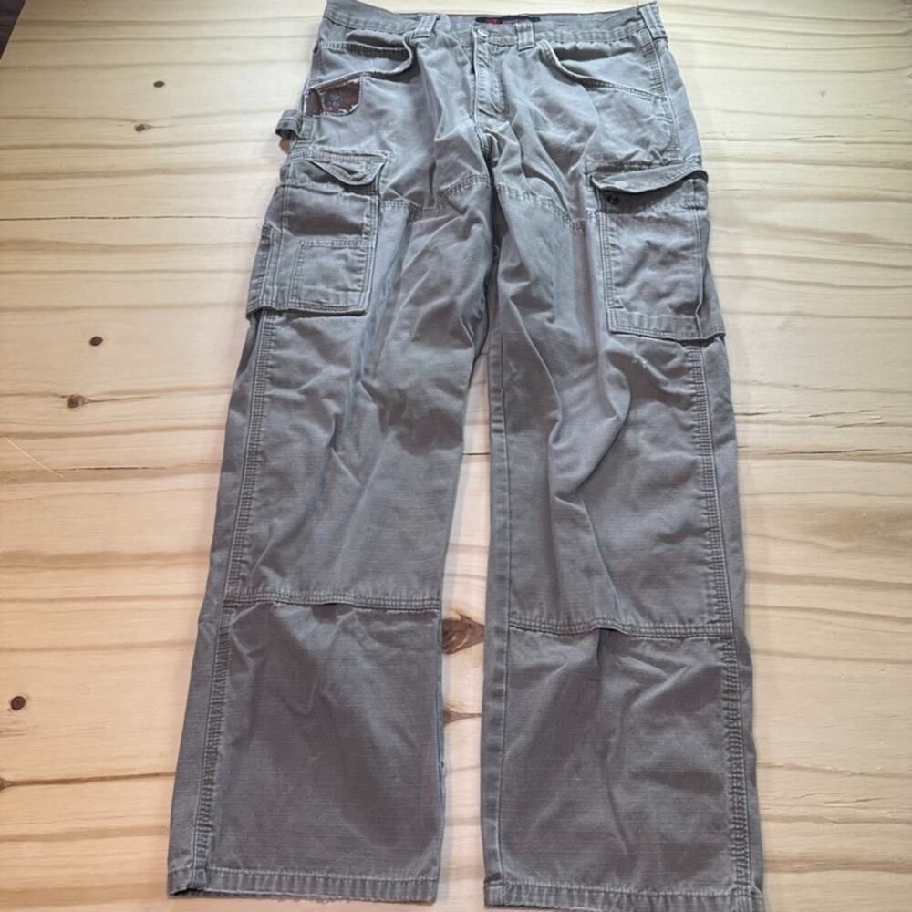 Wrangler Riggs Pants Men's 34x32 Double Knee Cargo Ripstop 3W060BR Beige Work